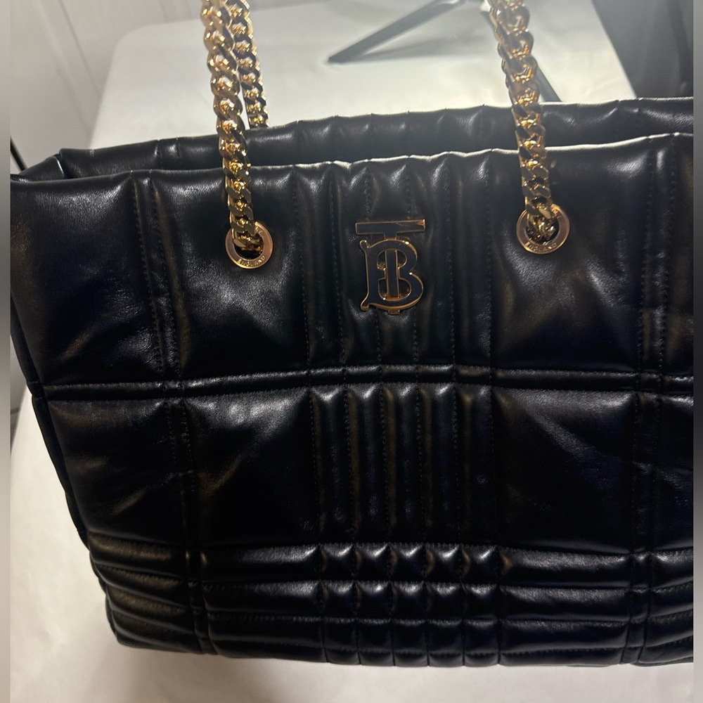 Burberry Quilted Leather Tote with Gold Chain
